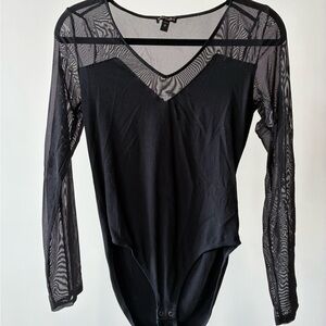 Express Black Asymmetrical Cut Out Bodysuit